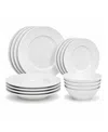 French Home White Wave 16-piece Dinnerware Set, Service For 4 In White