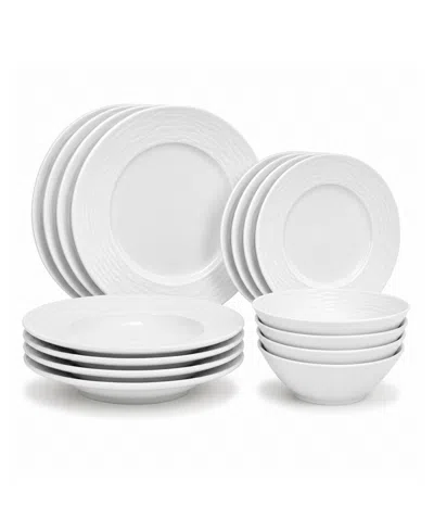 French Home White Wave 16-piece Dinnerware Set, Service For 4