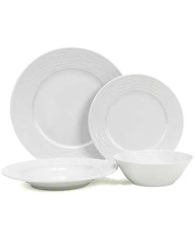 French Home White Wave Porcelain 16pc Dinnerware Set