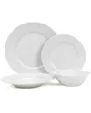 French Home White Wave Porcelain 16pc Dinnerware Set In White