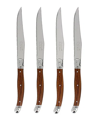 French Home Wood Grain Laguiole Steak Knives (set Of 4) In Brown