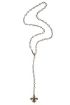 French Kande 32" Brass Channel Set With Fleur Pendant In Crystal In Multi