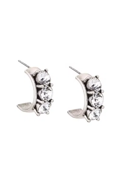 French Kande Austrian Crystal Huggies In Silver