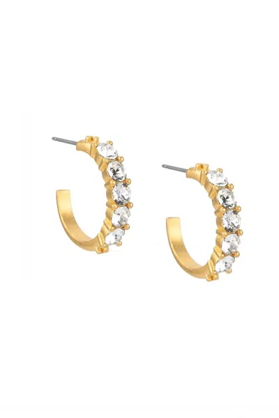 French Kande Cinq Austrian Crystal Huggies In Gold