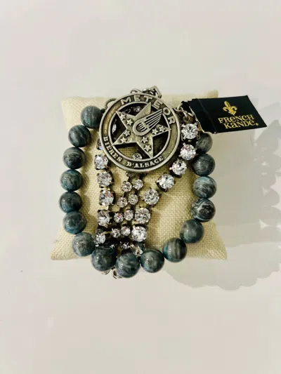 French Kande Meteor 3 Strand Crystal Laguna Jasper Bracelet In Silver In Green
