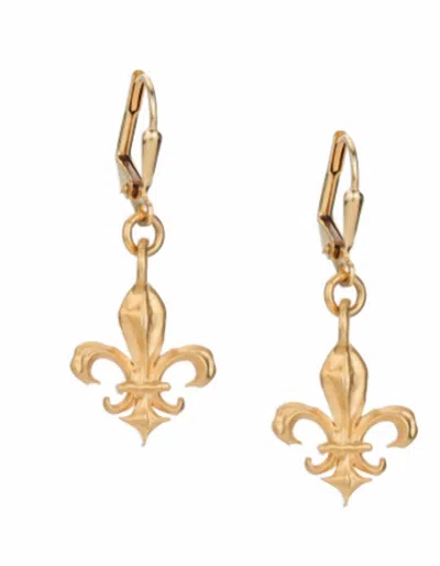 French Kande Micro Fleur De Lis Earrings In Gold