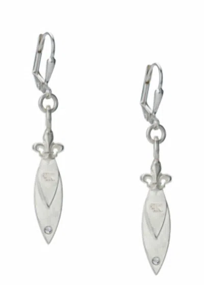French Kande Micro Pointu With Swarovski Accent Earrings In Silver