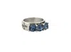 French Kande Triple Austrian Crystal Ring In Silver/denim In Multi