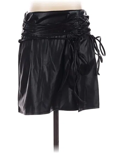 Pre-owned French Kiss Faux Leather Skirt In Gray