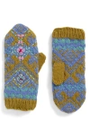 French Knot Ingrid Hand Knit Wool Mittens In Green