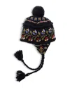 French Knot Leelu Earflap Beanie In Black