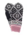 French Knot Novelty Nordic Knitted Wool Mittens In Black