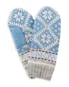 French Knot Novelty Nordic Knitted Wool Mittens In Blue