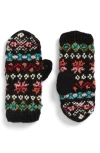 French Knot River Hand Knit Wool Mittens In Black