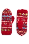 French Knot River Hand Knit Wool Mittens In Red