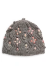 French Knot Tilly Wool Beanie In Grey