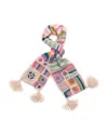 French Knot Woodstock Crochet Wool Scarf In Multi
