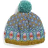 French Knot Wool Pompom Beanie In Multi