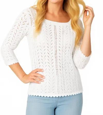 French Kyss 3/4 Sleeve Crochet Top In White