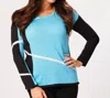 French Kyss Abstract Geo Sweater In Turquoise In Blue