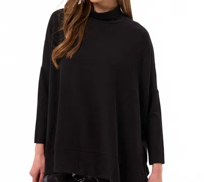 French Kyss Abstract Print Two Tone Poncho In Black In Brown