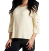 French Kyss Adriana Kashmira 3/4 Button Sleeve Sweater In Yellow In Yellow