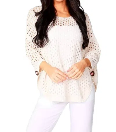 French Kyss Aimee Wooden Button Poncho In Beige