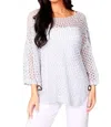 French Kyss Aimee Wooden Button Poncho In Slate In Grey