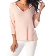 French Kyss Allie Kashmira V-neck Hoodie In Peach In Pink
