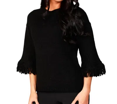 French Kyss Amia Ribbed Crewneck Sweater In Black