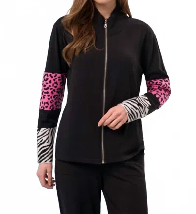 French Kyss Animal Print Jacket In Black