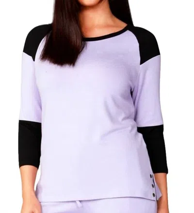 French Kyss Baseball "t" Top In Lilac/black In Multi