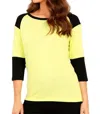 French Kyss Baseball "t" Top In Lime/black In Multi