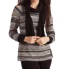 French Kyss Bethany Striped Sweater W/ Scarf In Black Multi In Multi