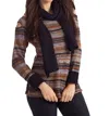 French Kyss Bethany Striped Sweater W/ Scarf In Navy Multi In Multi