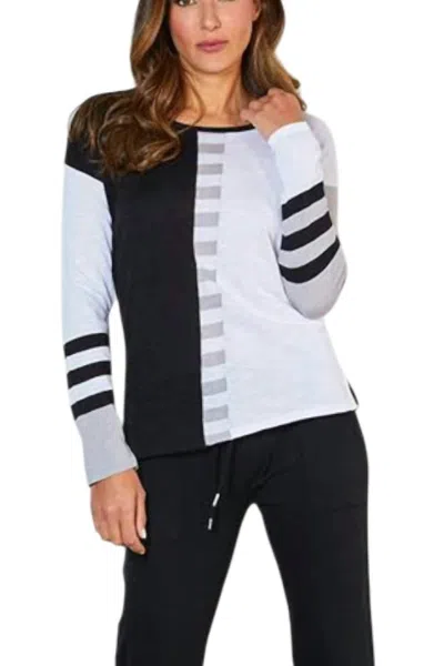 French Kyss Bold Stripe Sweater In Black And White