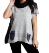 French Kyss Boucle Cowl Neck Poncho In Slatecombo In Multi