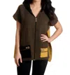 French Kyss Boucle Hooded Poncho In Armycombo In Multi