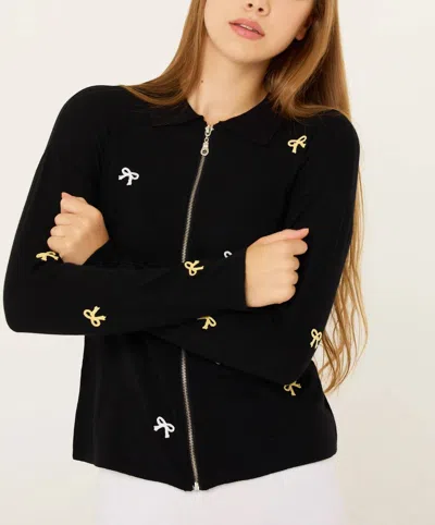 French Kyss Bow Detail Jacket In Black/multi