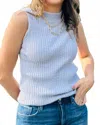 French Kyss Braided Mock Neck Sweater In Slate In Blue