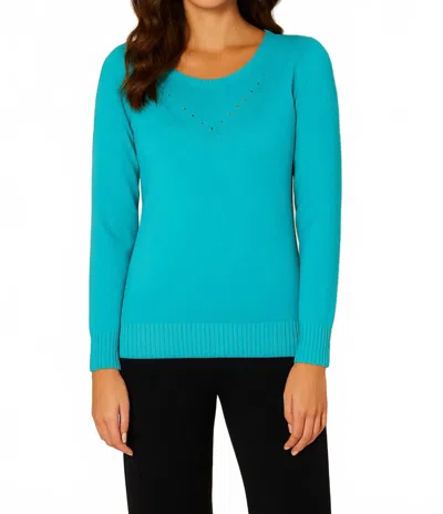 French Kyss Braided V-neck Top In Turq In Green