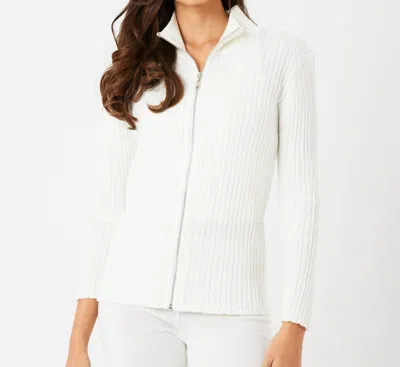 French Kyss Braided Zip Up Jacket In Ivory In Multi