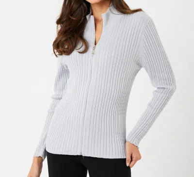 French Kyss Braided Zip Up Jacket In Slate In White