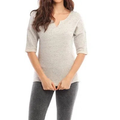 French Kyss Brooke Side Tie Pullover In Stone Multi In Beige