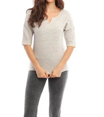 French Kyss Brooke Side Tie Pullover In Stone Multi In Gray