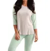 French Kyss Brooklyn Baseball Sleeve Kashmira Top In Gray Mint In Multi