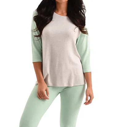 French Kyss Brooklyn Baseball Sleeve Kashmira Top In Gray Mint In Multi