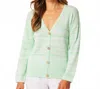 French Kyss Button Cardigan In Mint/white In Green