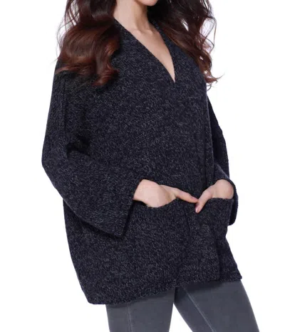 French Kyss Camille Short Open Cardigan W/ Pockets In Gray Multi In Grey