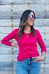 French Kyss Classic Crew Neck Sweater In Rose In Pink